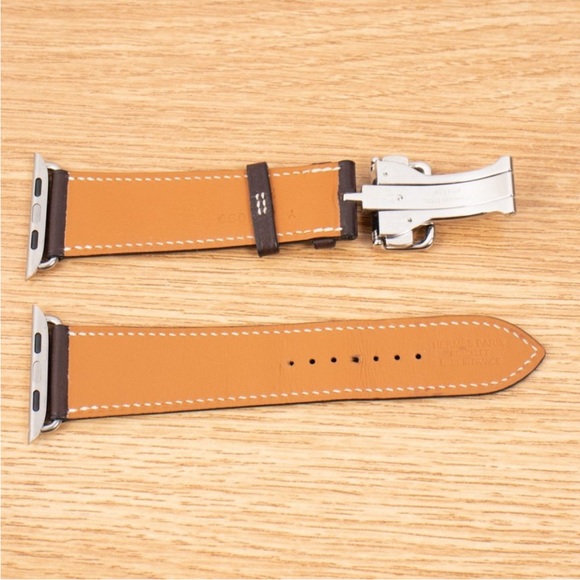 Apple Watch Hermes Hermès 45mm 44mm 42mm Single Tour Deployment Buckle Ébène - Picture 6 of 8
